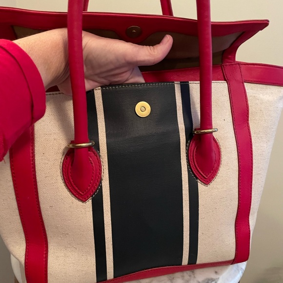 J Crew Large Handbag, Canvas and Leather NWT - Picture 5 of 14